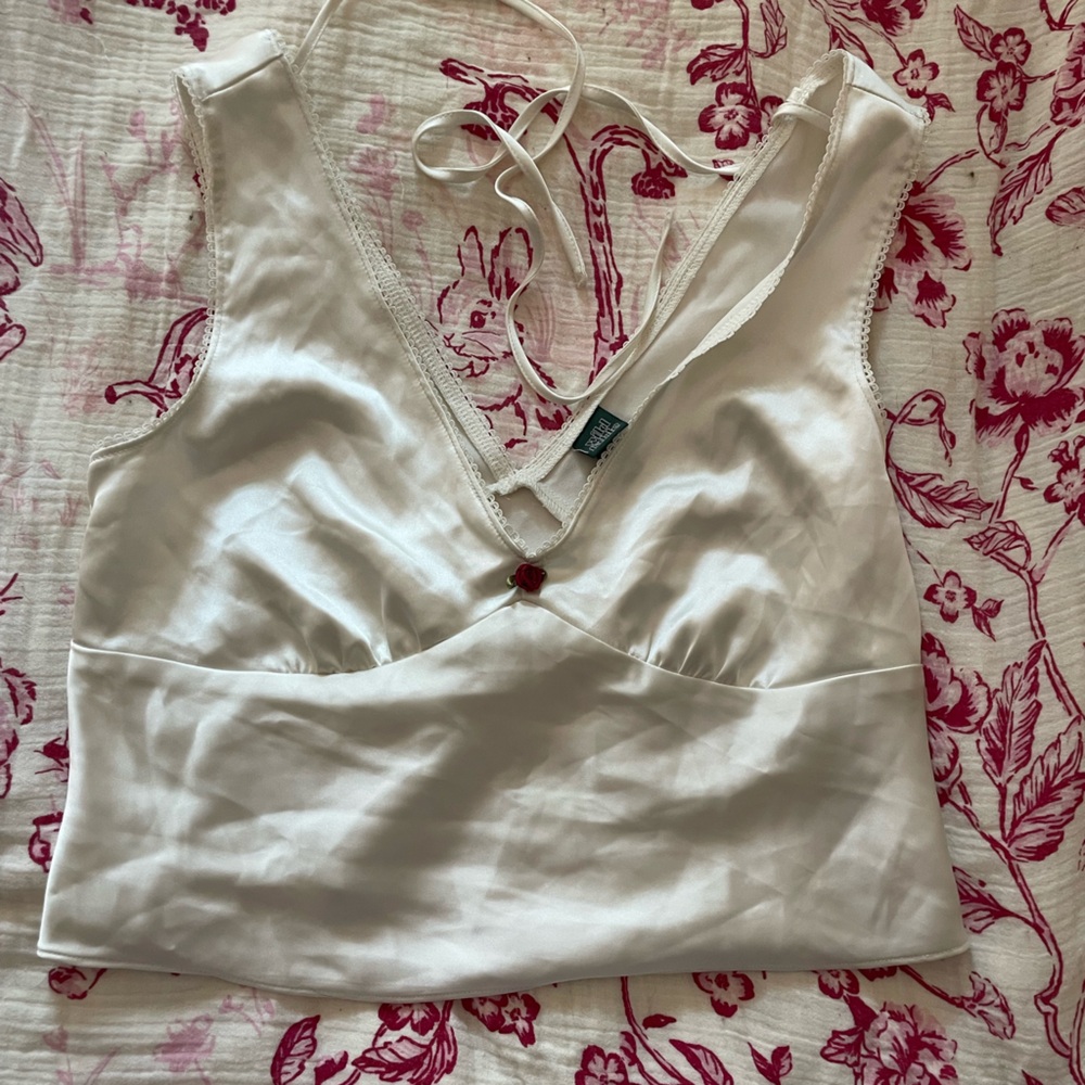 wild fable Satin Crop Top with Low Back and Tie